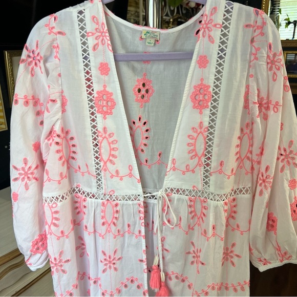 J. Crew Cotton Embroidered Balloon Sleeve Cover-up Dress Small - Picture 3 of 10